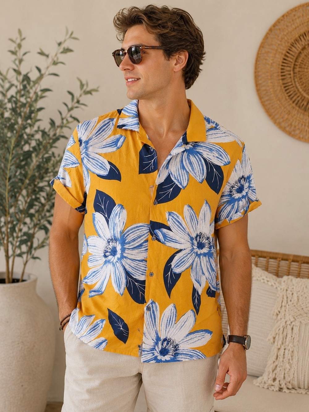 Men’s Cactusman Ricky Singh Floral Button-Up Shirt
